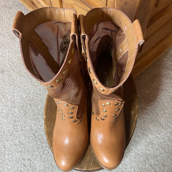 New, BCBG Winston Boots, Tan/Light Brown Leather/Mesh w/ Studded Accents, Sz 6.5 - Picture 6 of 13